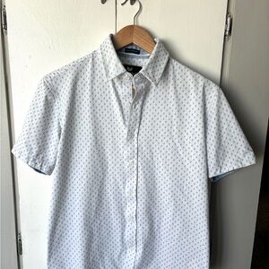 Buttercloth Men's White and Blue Patterned Shirt sailboat